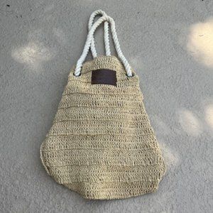 Abercrombie & Fitch Straw Large Beach Tote Bag White Rope Handles